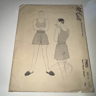 c.1948 MCCALL 7905, Men's Boxer Shorts Sizes 38 Used but complete - Image 1 of 3