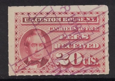 Scott RL1- Used- 20c Customs Fee Stamp- US Custom House, NY, 1887- Revenue - Image 1 of 2