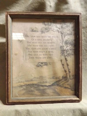Vintage 1938 Motto Print in 5x6" Art Deco Frame Buzza Co. As Is - Image 1 of 4