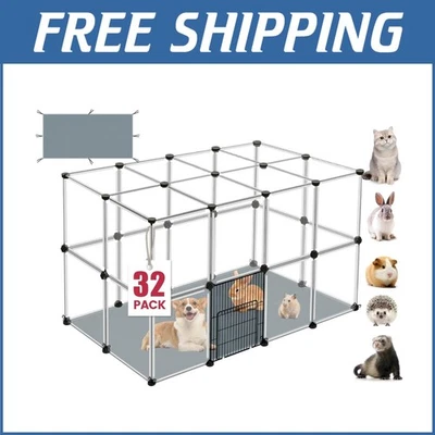 Parque Infantil Transparente 32 Paneles para Mascotas con Alfombrilla Impermeable para Animales Pequeños Foto 1 de 4