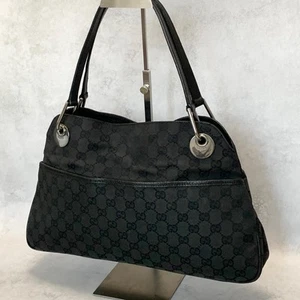 GUCCI Tasche GG Canvas Handtasche Canvas Leder schwarz silber gebraucht echt - Bild 1 von 24