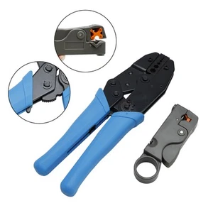 BNC RG58 Plug Crimp Connector And Striping Crimp Tool For RG58/RG59/RG6 10 Pcs - Picture 1 of 14