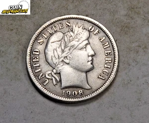 1908-D Barber Dime * Extra Fine XF/EF * 90 Silver * XD176 - Picture 1 of 2