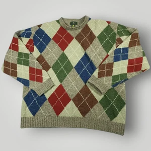 Club Room Sweater XL Mens Vtg Argyle Pullover Shetland Wool Oversized Preppy 90s - Picture 1 of 9