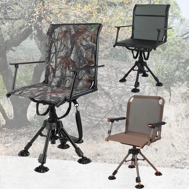 Silent Hunting Chair 360° Swivel Foldable Adjustable Height For Fishing Camping - Image 1 of 1