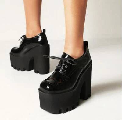 Women's Platform 15CM High Heel Shoes Party Lace Up Round Toe Fashion Pumps 44  - Изображение 1 из 4