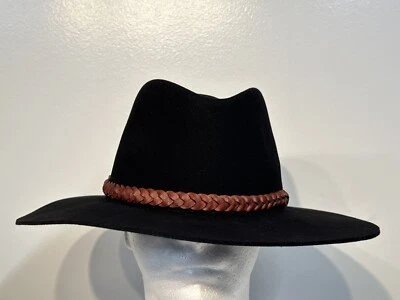 Sombrero Goorin Bros Western Fedora Pequeño Fieltro Negro Ala Oxidada Lágrima Corona 55 cm Foto 1 de 4