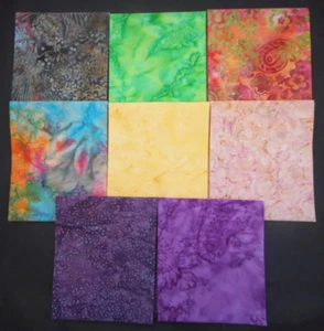 Batik Quilt Fabric 8 Fat Quarters FQ Mixed Colors Premium Cotton Lot 14 - Picture 1 of 1