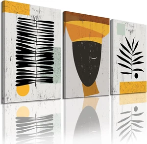 Framed Canvas Wall Art African Ethno Motive Wall Art Set, Abstract Ethno Art, Af - Picture 1 of 7