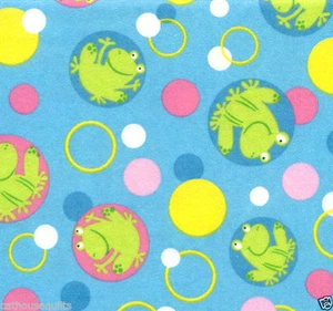 Bubbles & Frogs FLANNEL Quilt Fabric - 3/8 Yard Piece - Picture 1 of 2