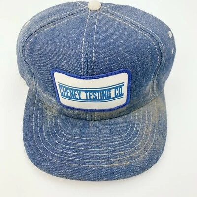 Vintage Cheney Testing Co Patch Denim Snapback Hat Cap Cardinal Korea - Image 1 of 4