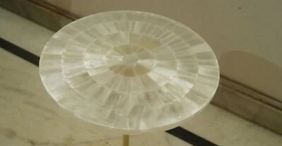 18" Selenite Stone Table Top Handmade Geode Gemstone Round End Table - Image 1 of 3
