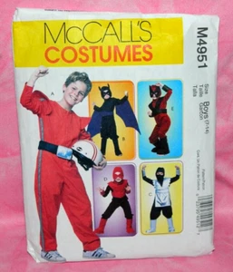 Uncut McCalls Childs Boys 7-14 Costumes Pattern 4951 Superhero Racecar Driver - Picture 1 of 2