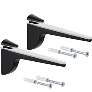 2x Glas Regal Bodenträger Wandkonsole Klemmträger Fachboden Tablarträger schwarz - Bild 1 von 9