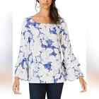 I N C International Concepts Floral Tiered Soft Peasant Blouse Womens Size S