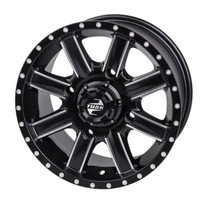Tusk Cascade Wheel 12x7 4.0 + 3.0 Machined/Black 4/156 Lug Pattern 1852760006 - Image 1 of 4