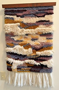 Riegel Haken Wandbehang Multicolor Wand Shag Teppich Wandteppich 22" breit 70er 80er - Bild 1 von 19