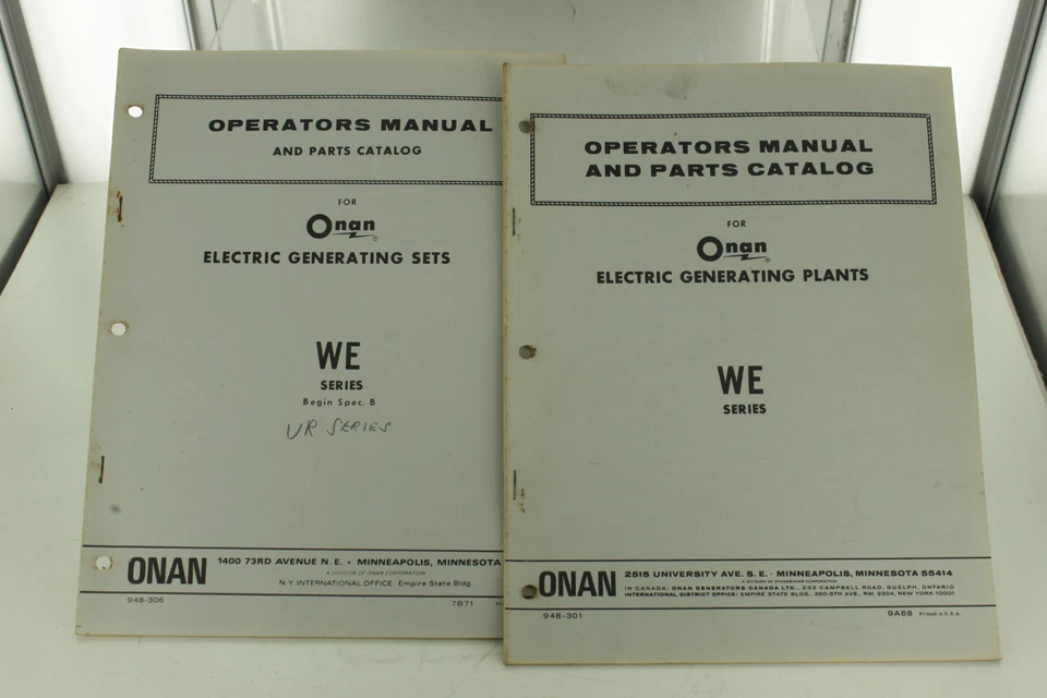 Vintage ONAN WE Series Generator Operators Manual & Parts Catalog - Image 1 of 1