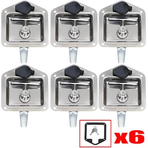 Set of 6 Folding T-handle Tool Box Lock RV Door Latch w/ 12 Keys Stainless Steel - Bild 1 von 13