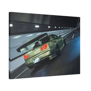 Nissan R34 GTR Skyline High Resolution Museum Quality Horizontal Canvas Print #0 - Picture 1 of 10