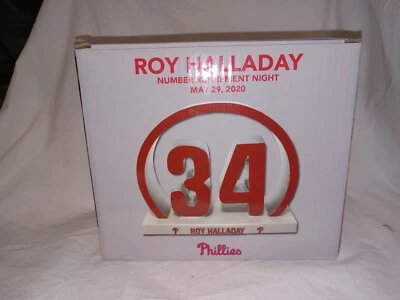 8/8/2021 SGA Phillies Roy Halladay Number 34 Retirement Night Statue New in Box - Image 1 of 4