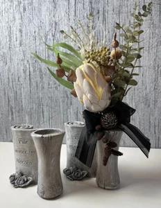 Grabschmuck, Vase Schriftrolle Spruch FÜR IMMER IM HERZEN auch mit Wintergesteck - Bild 1 von 16