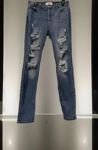 Hollister Jeans 15L Blue Denim Curvy HighRise Super Skinny Distress Cottagecore - Picture 1 of 9