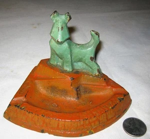 ANTIQUE ART DECO HUBLEY TOY #317 CAST IRON TERRIER DOG ASHTRAY STATUE STAND BOWL - Picture 1 of 5