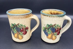 MONROE SALT WORKS Tea Mug Coffee Mugs Fruit Design 9oz Set of 2 Retired (B) - Picture 1 of 9