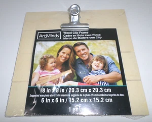 Artminds Wood Clip Frame Max Photo Size 8" x 8" Unfinished New - Picture 1 of 2