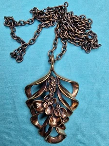 Hannu Ikonen "Reindeer Moss" Finland Bronze pendant necklace Vintage Nordic - Picture 1 of 4