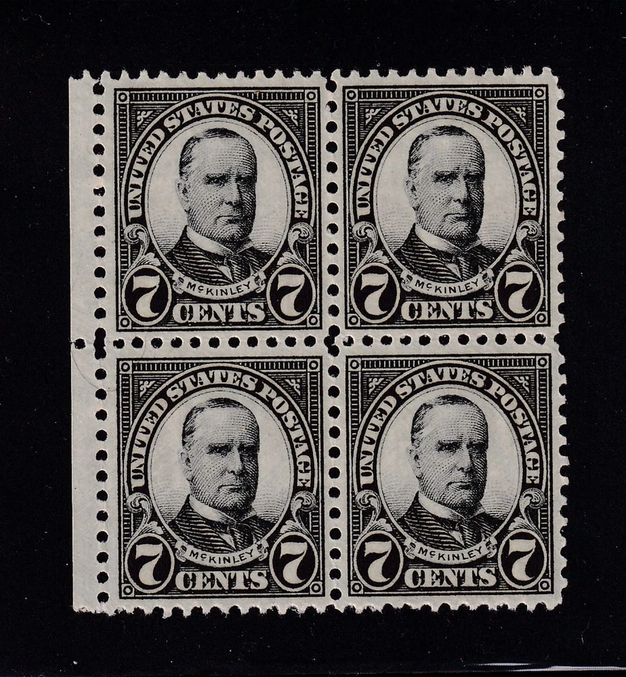 1926 McKinley 7c black Sc 588 rotary press MNH XF full fresh OG, block 4 (A7 - Image 1 of 1