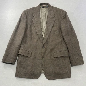 Brooks Brothers Men's Brown Window Pane Plaid Wool Blazer Jacket • USA • 44 REG - Bild 1 von 14