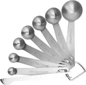 8PCS Measuring Spoons, Premium Heavy Duty 18/8 Stainless Steel 8PCS, Silver - Picture 1 of 7