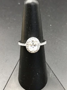 925 Sterling Silver 1.50CT Oval Shaped Moissanite Engagement Ring Size 6 - Picture 1 of 19