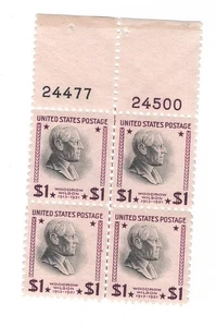 US Scott 832 $1.00 1938 Presidential issue plate block of 4 MNH - Picture 1 of 2