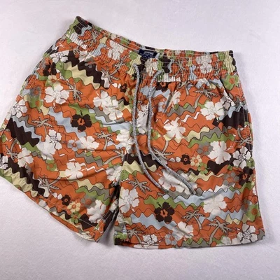 Bañador Vilebrequin Para Hombre XL Naranja Floral Estampado Palma Malla Forrado Cordón Foto 1 de 4