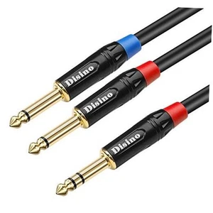 1/4 inch TRS Stereo Y-Splitter Insert Cable, 1/4 Inch Male Jack to Dual - Picture 1 of 8