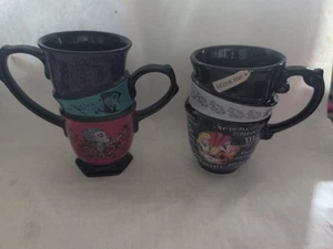 2-Disney Parks Alice In Wonderland Coffee Mug Mad Hatter Triple Stacked Tea Cups - Picture 1 of 3