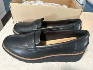 WOMEN`S CLARKS SHARON GRACIE LOAFERS SIZE 11M NEW BLACK - Picture 1 of 5