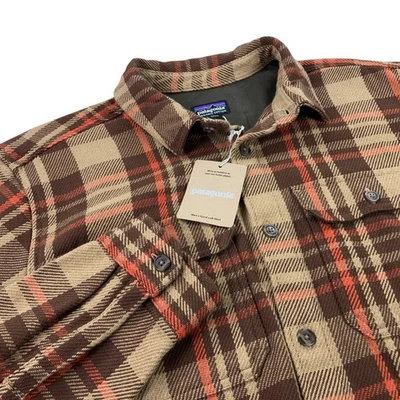 Patagonia Fjord Loft Hombres Manta Camisa Chaqueta Algodón Orgánico Marrón Cuadros $149 Foto 1 de 4