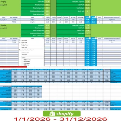 2026 Shopify Accounting Spreadsheet Business Software add your email to order - Image 1 of 3