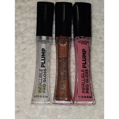 L'Oreal Infallible Pro Plump Lip Gloss Set of 3 High Shine Sheer Color - Image 1 of 4