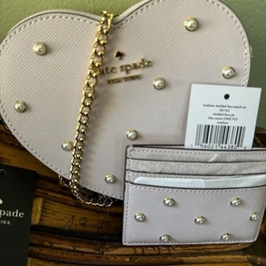 Kate Spade Love Shack Pearl Crossbody Purse Lilac Moonlight Leather Heart KG164 - Bild 1 von 21