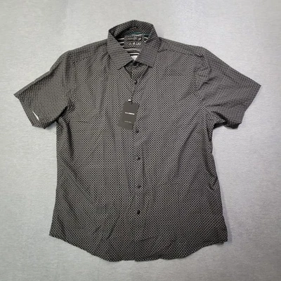 Camisa Cactus Man Ricky Singh Para Hombres XL Negra Tecnología Geométrica Elastizada Abotonada Nueva con Etiquetas Foto 1 de 4