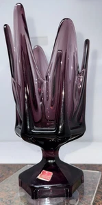 Wikinger Glas 6 Blütenblätter Taschentuch Design Sockel AMETHYST LILA 9 5/8" "Look" - Bild 1 von 10
