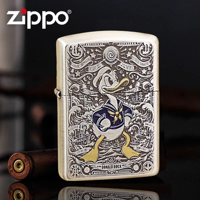 Encendedor Zippo Armor Plata Ahumada Pato Donald Envío a EE. UU. Foto 1 de 2