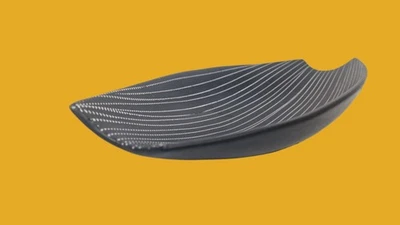 Black Ceramic Decorative Bowl Hand Painted Tribal Dotted Pattern Centrepiece - Image 1 of 4