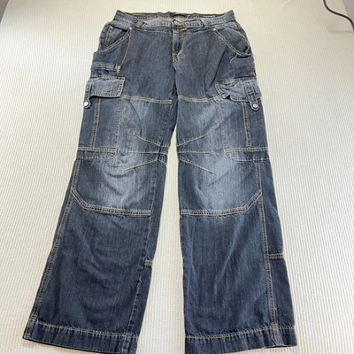 Jaded London Mens Dark Wash Relaxed Straight Fit Cargo Black Jeans W32 - Image 1 of 4