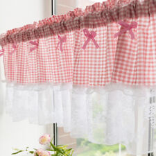 Kitchen Window Coffee House Short Curtains Plaid Lace Rural Dust Proof Curtains